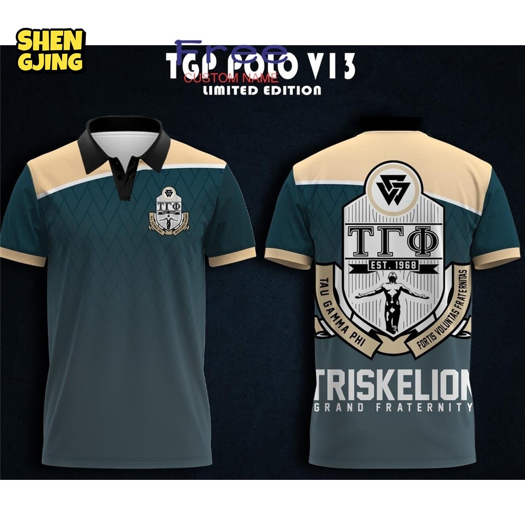 (shengjing)TGP POLO LIMITED EDITION TAU GAMMA PHI 56TH ANNIVERSARY FOUNDING 3D POLO SHIRT-ฟรีชื่อที่