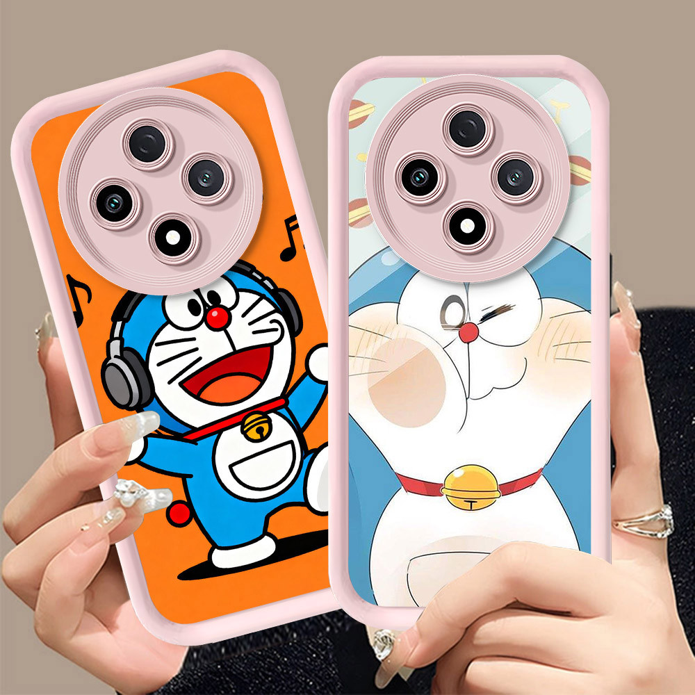 Q-6 Doraemon cute ขาวดำเคสโทรศัพท์หรับ Xiaomi POCO C75 C61 M2 X7 ปกสีชมพู