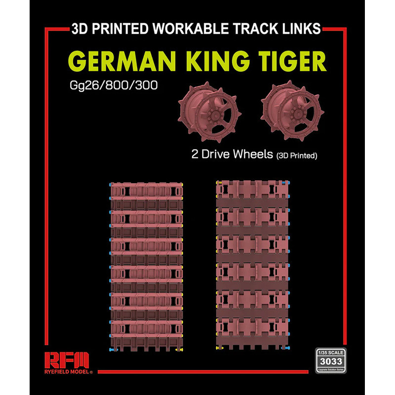 Rye Field Model RFM RM-3033 King Tiger Series Gg26/800/300 Type Workable Tracks with Drive wheels 1