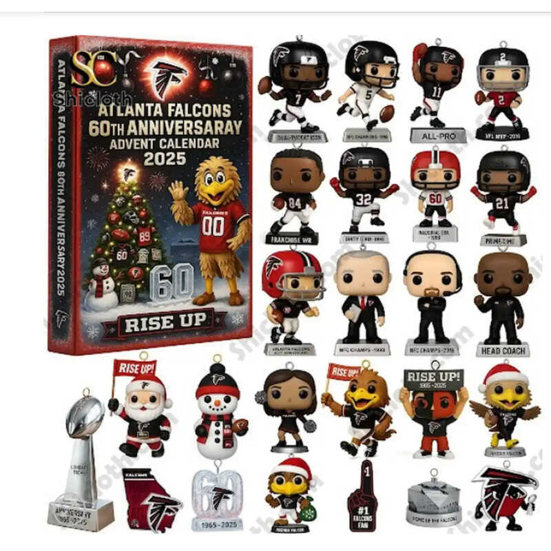 สินค้าใหม่ยอดนิยม Atlanta Falcons 60th Anniversary Christmas Counting Calendar Mystery Box จี้อะคริล