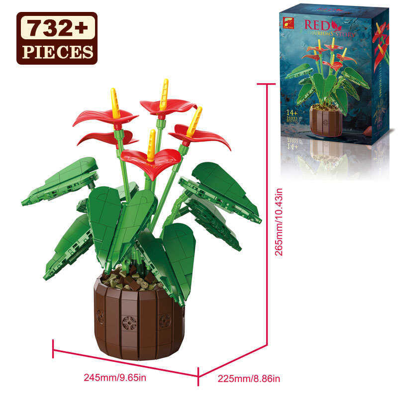 Flower Bouquet Model Kit DIY Puzzle Building Blocks Small Particle Bricks Permanent Home Decor Gift