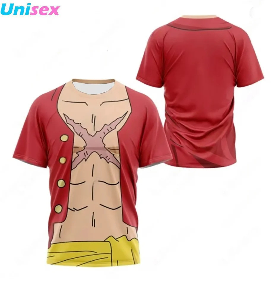 เสื้อยืดคอสเพลย์ Luffy One Piece ขนาดใหญ่ พริ้นต์ 3D แขนสั้น