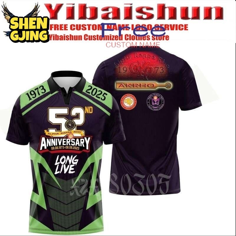 "Mysterous Black Gold Style Alpha Kappa Rho 52nd Anniversary 3D Full color Sublimation T - shirt: คว