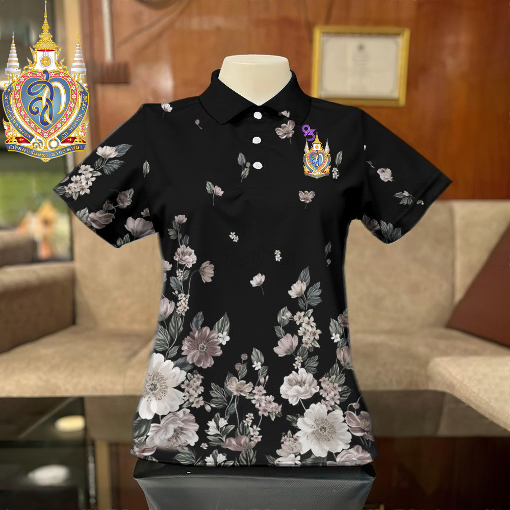 เสื้อโปโล unisex สีดำ สำหรับเด็กและผู้ใหญ่ ในช่วงเวลาไว้อาลัย