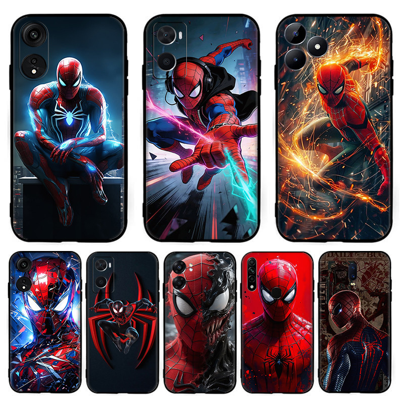 สําหรับ OPPO Reno 8T 7 lite 7z 5G 6 4G 11F 12F 12FS 12 KY94 อะนิเมะ Spider Man ปลอก 7Y4 สีดํา TPU ซิ