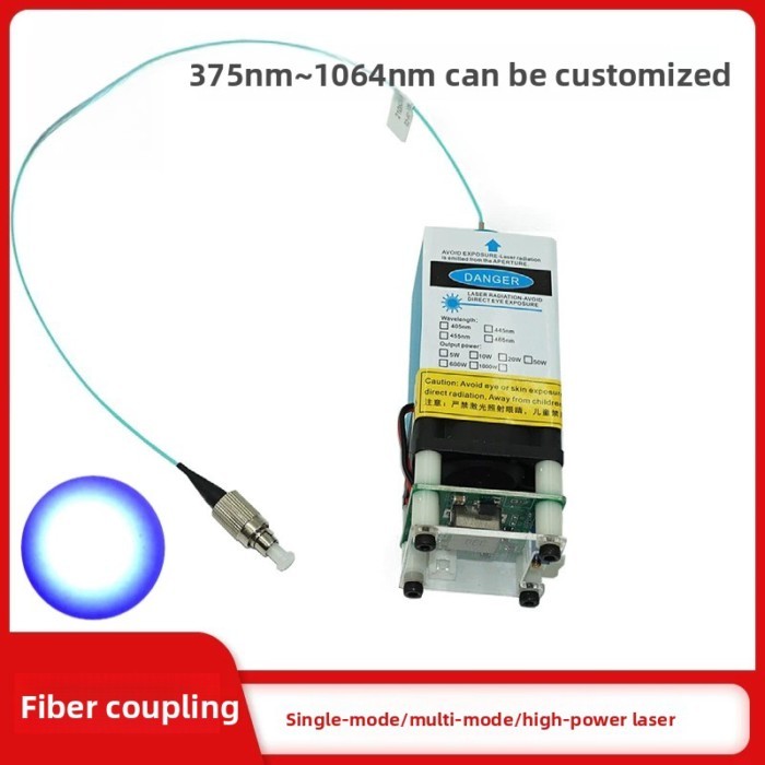 450nm 3W Fiber Coupled Laser Diode  105µm Multimode Coaxial Output for Scientific Research, Medical