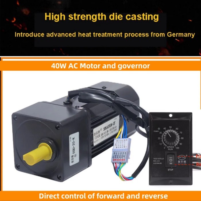 5RK40GN-CF 220V AC Geared Motors 40W Induction Small Machine  2.7RPM-450Rpm  with US-52 Forward and