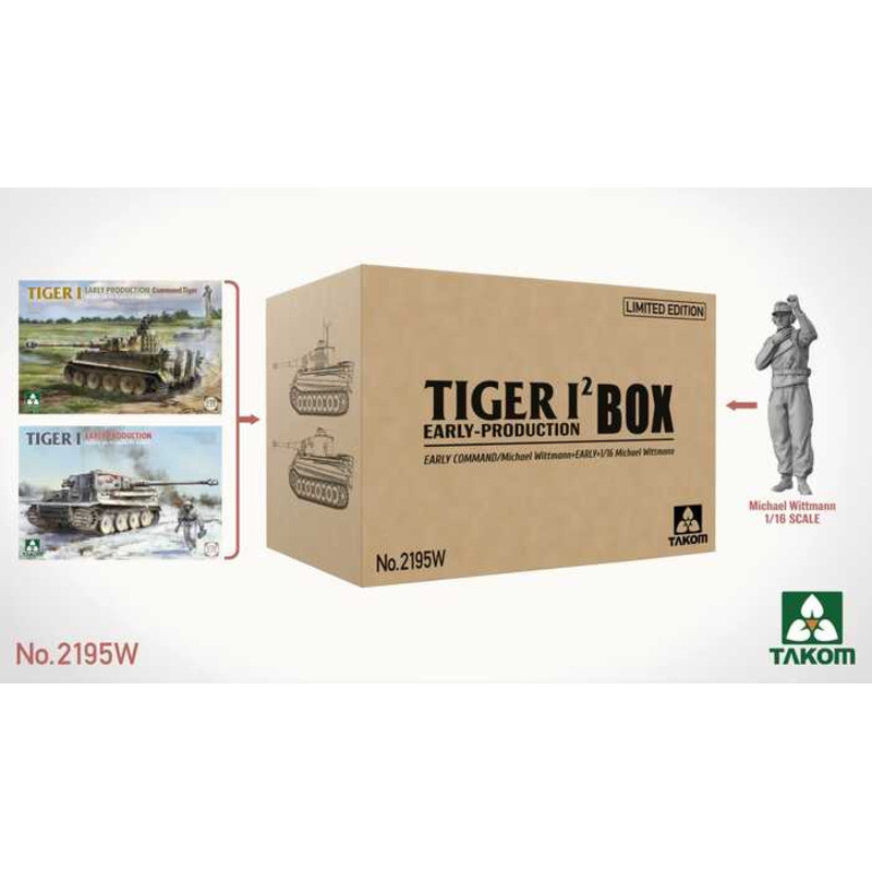 Takom 2195W Tiger I² Box Early Production Early Command/Michael Wittmann + Early + 1/16 Michael Wit