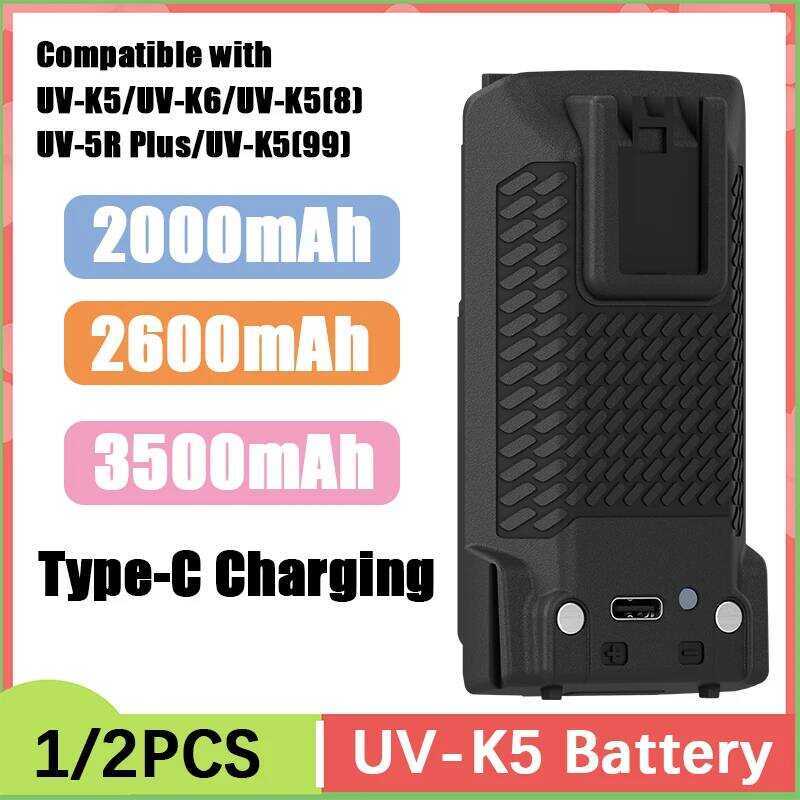 i-Ion Pack Upgraded Thicken 2000/2600/3500Mah -K5 -5R Plus Radio Battery Replacement Type-C Charger