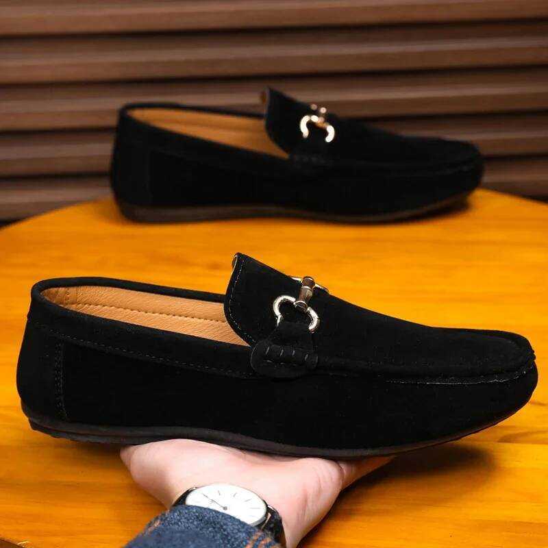 on Suede Men Casual Shoes Comfort Breathable Slip-On Mens Driving Shoes Men Loafers Mens Lazy Shoes