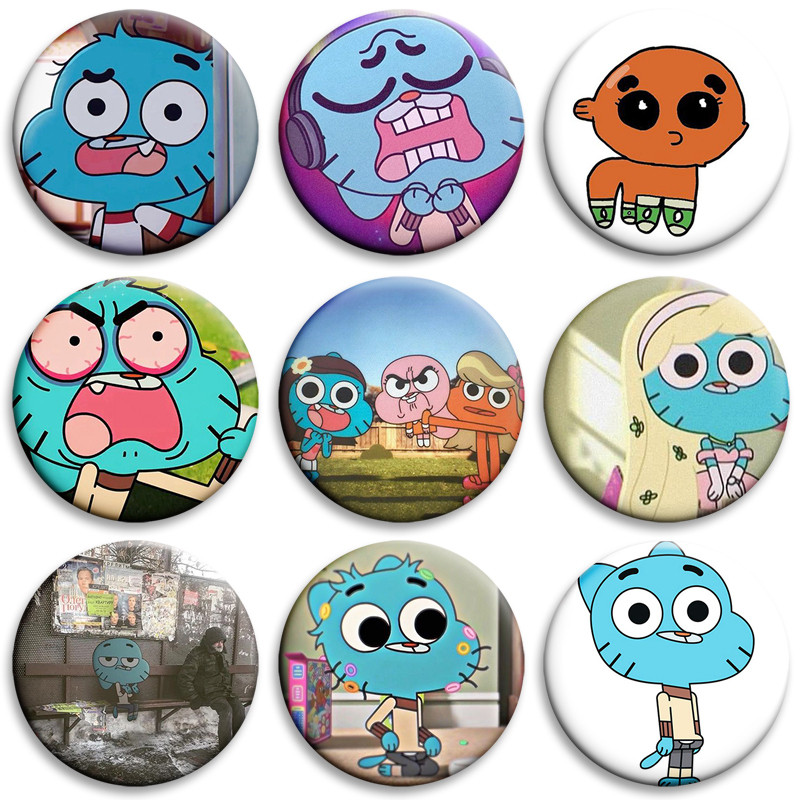 การ์ตูน Amazing World Gumball นุ่มปุ่ม Pin Kawaii Darwin และ Anais เข็มกลัดอะนิเมะ Badge สําหรับกระเ