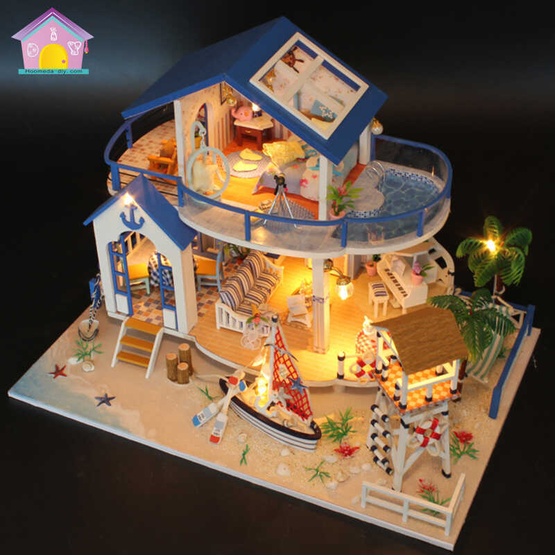 Hongda diy Hut Legendary Blue Ocean Handmade House Building Model Assembling Villa Creative Gift Han