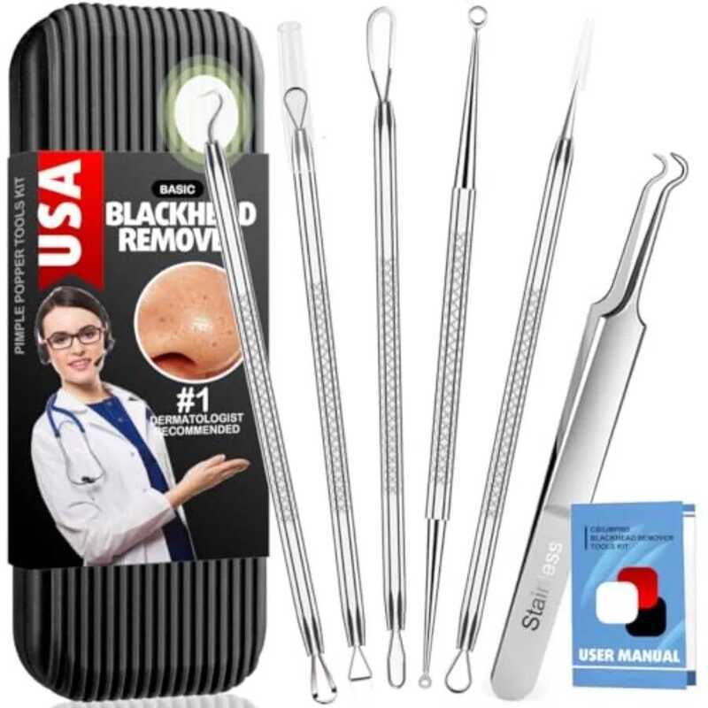 k Remover Tools, Pimple Popper Tool Kit, Professional Blackhead Extractor for Zit, , Whitehead, Com