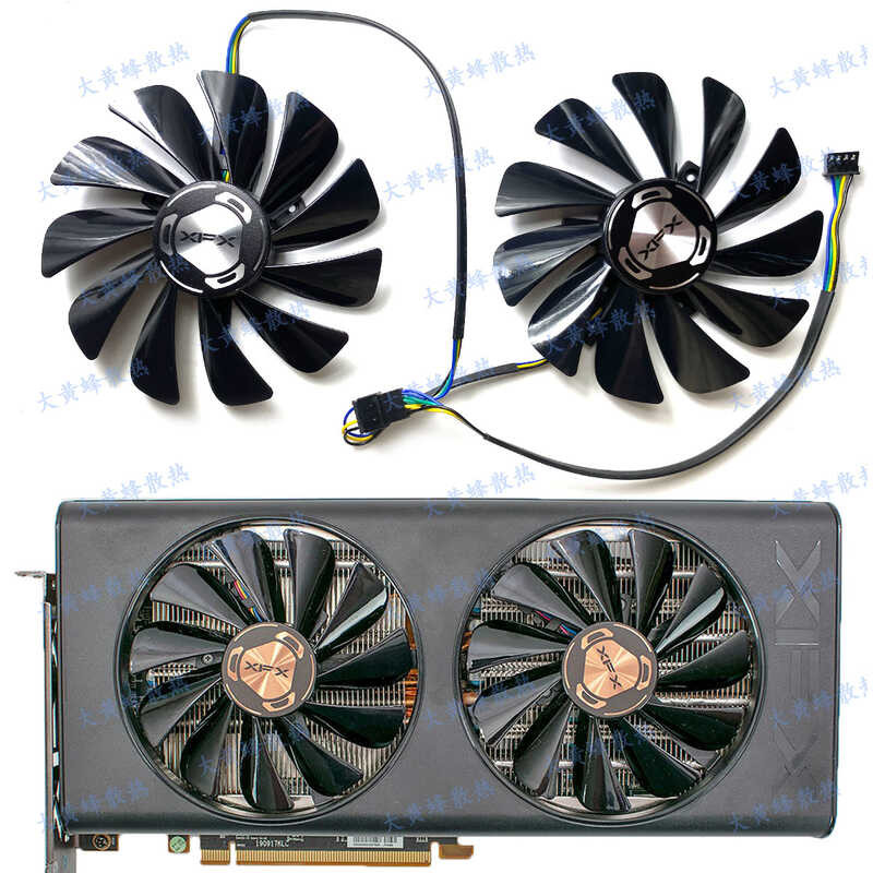 X XFX/ข้อความทิวทัศน์ RX5500XT 5600 5600XT นักรบหมาป่าสีดํา Wolf Edition พัดลมการ์ดกราฟิก FDC10U12S9