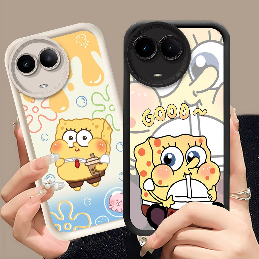 Q-7 SpongeBob ขาวดำเคสโทรศัพท์หรับ Realme Narzo 60X C67 11 NFC 11X V50S V50 5G ปกสีชมพู