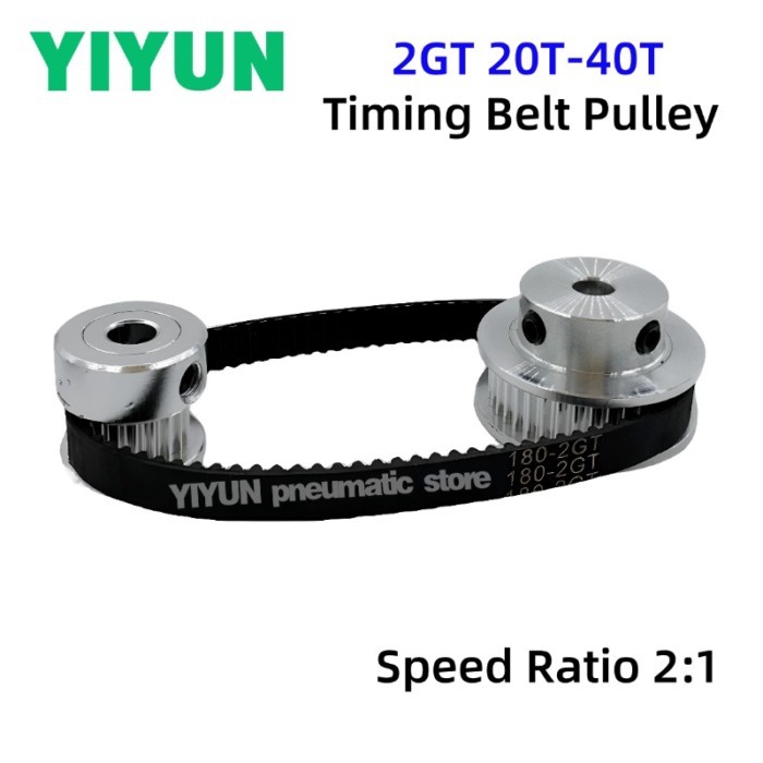 40Teeth 20Teeth Width 6mm 10mm 2GT Timing Belt Pulley Set Tensioning Wheel Bore 3~12mm Reduction 2: