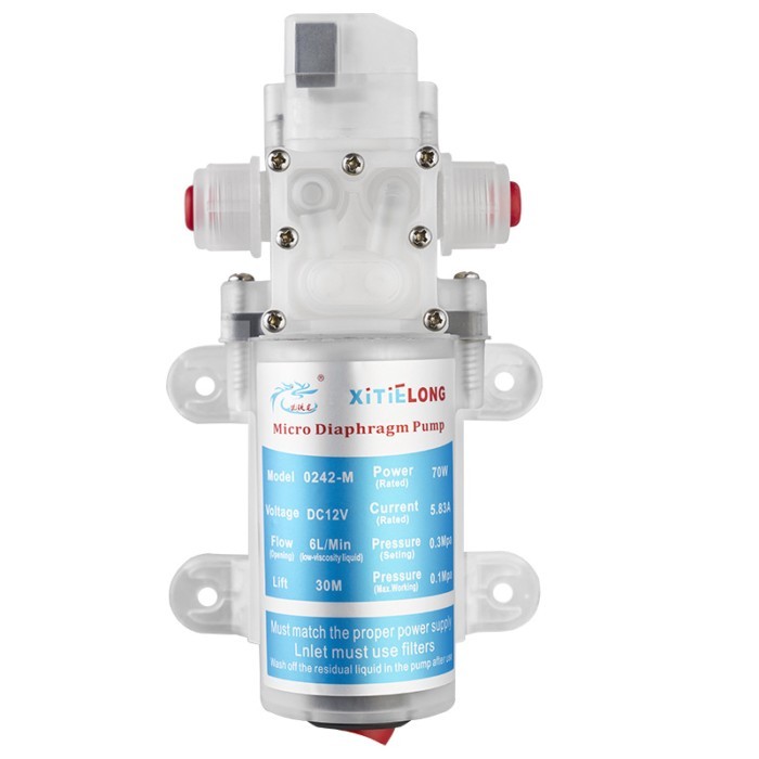 12V DC Water Pump Self Priming Sprayer Pump with Pressure Switch, 70W High Pressure Pump Diaphragm
