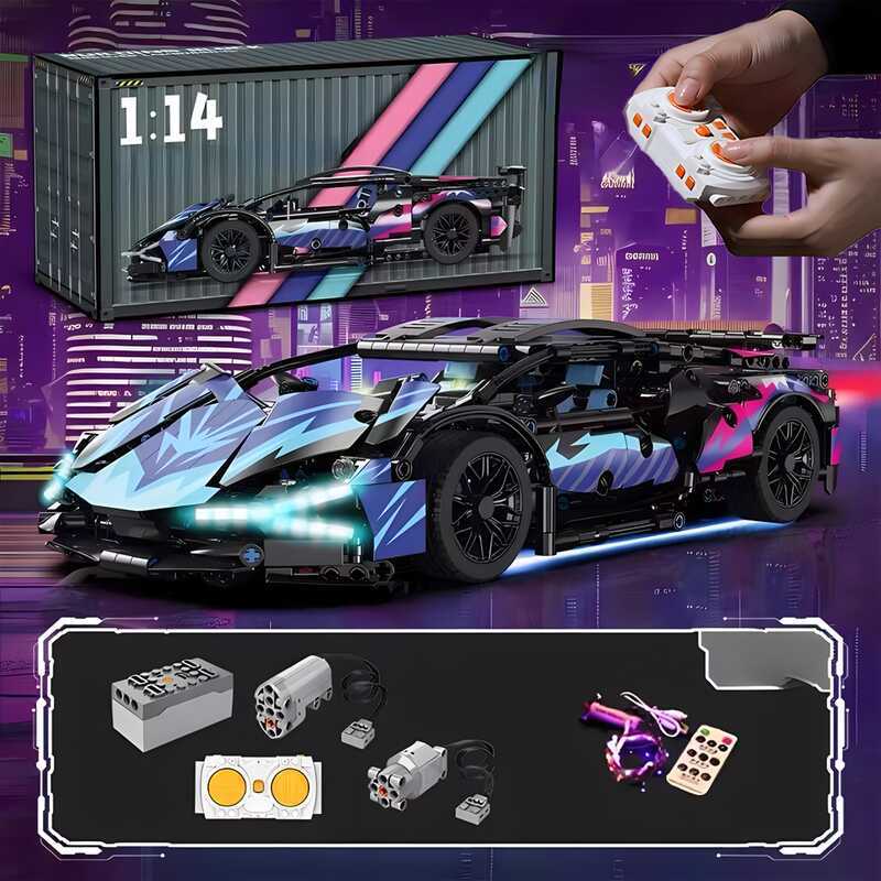 Blocks Roadster Technology 1:14 Racing Roadster Building Blocks Assembly Brick Vehicle Toy Gift For