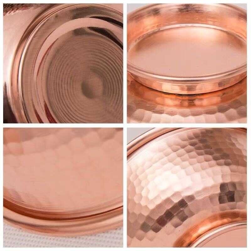 Copper Salad Tall Feet Bowl,Engraving Mer Texture Home Breakfast Cheese Tableware,Snack Bowl Table