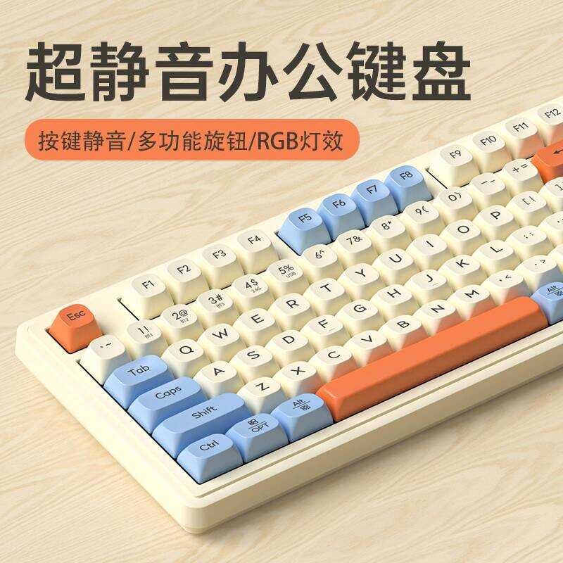 Wolf Tu L98 คีย์บอร์ดเงียบ RGB แบบมีสายสาวคอมพิวเตอร์สํานักงานโน๊ตบุ๊คกลรู้สึกเมาส์คีย์บอร์ดชุด