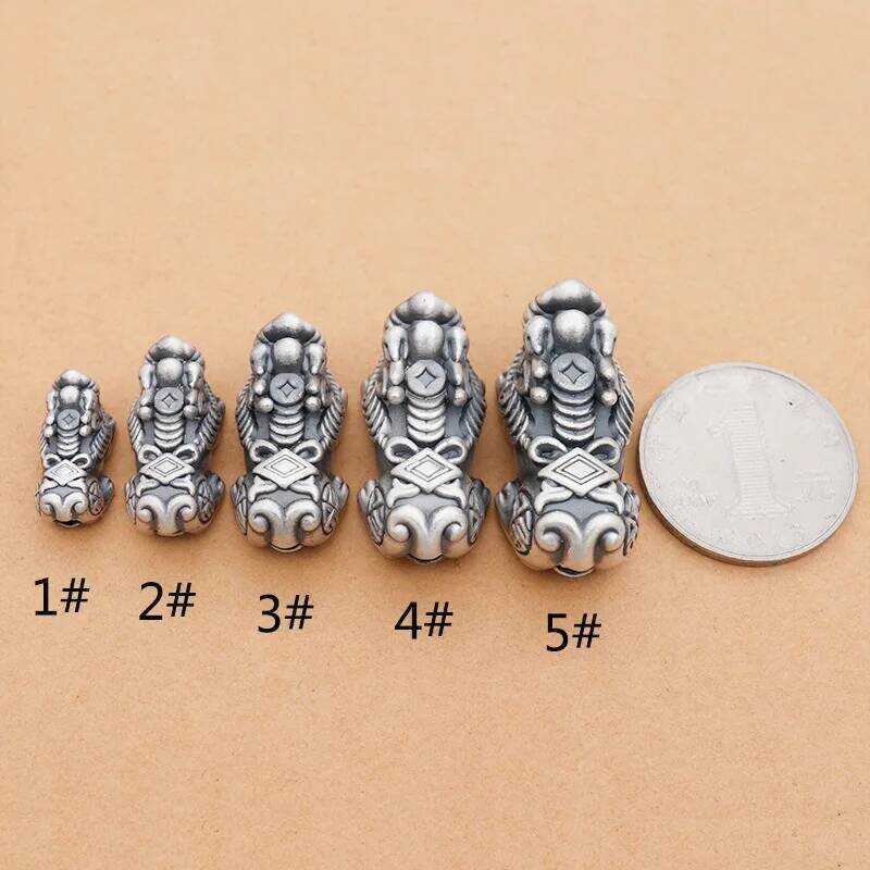 ▥ 999 เงินสเตอร์ลิง u Charms เหรียญโบราณลูกปัดนําเงินโอน Lucky Amulet Fengshui DIY อุปกรณ์เ