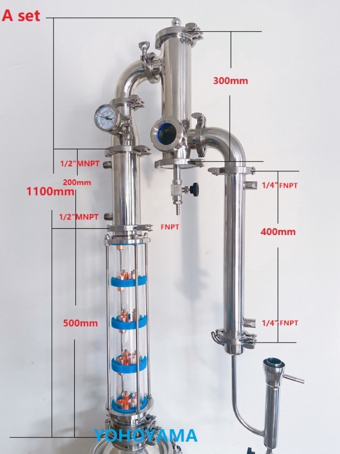 NEW 3"(76mm)OD91 Sanitary Distiller Column,Reflux Tower Combination With 5 Floors 3" Distillation C
