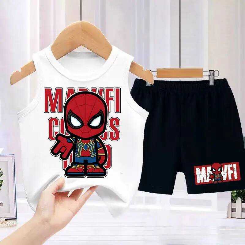 【Bangkok】(จัดส่งตลอด 24 ชั่วโมง) children Spider Hero Kids Set ชุดเด็กชาย/เด็กหญิง เสื้อกล้าม + กางเกงขาสั้น ลายฮีโร่