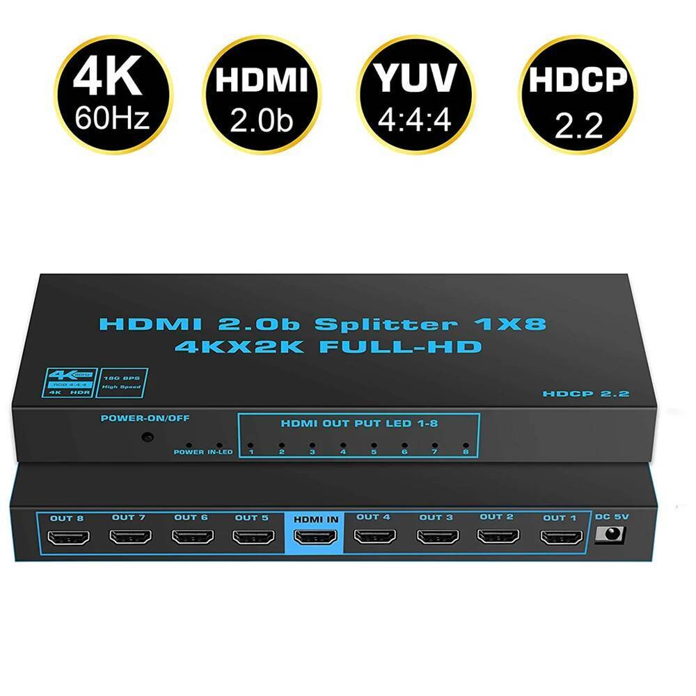 2024 1x8 4K UHD Splitter 2.0 1x2 HDMI 2.0 Splitter HDCP 2.2 HDR Splitter HDMI 2.0 4K 1x4 HDMI2.0 สํา