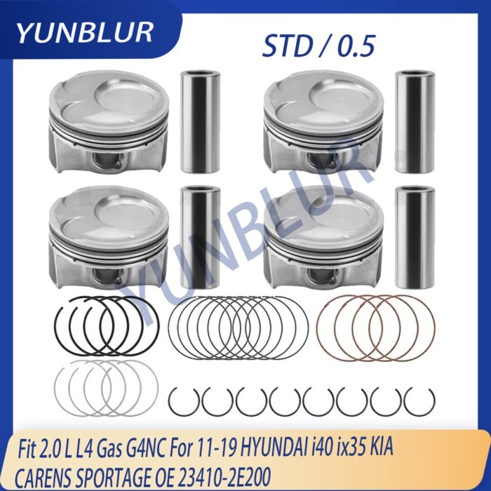 STD 0.5 Engine Parts Piston & Rings Set Fit 2.0 L L4 Gas G4NC For 11-19 HYUNDAI i40 ix35 KIA CARENS