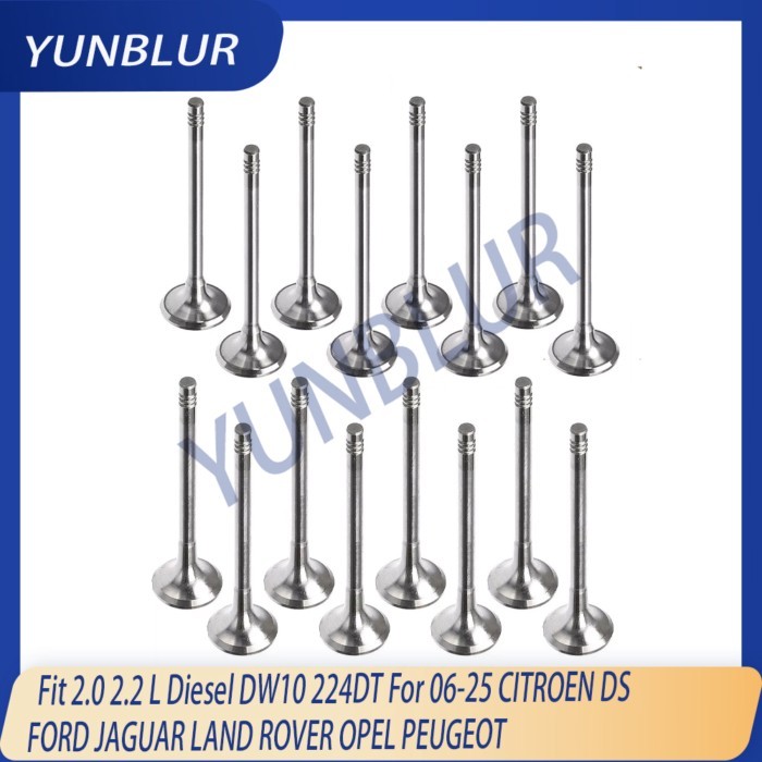 16pcs Engine Intake & Exhaust Valve Kit Fit 2.0 2.2 L Diesel DW10 224DT For 06-25 CITROEN DS FORD J