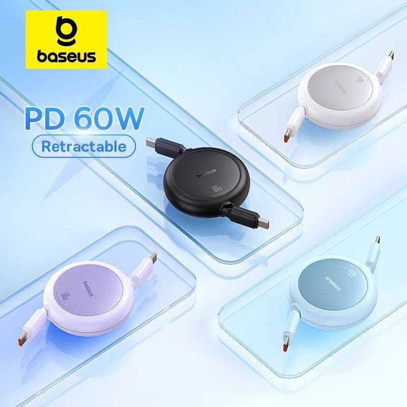 Baesus Retractable 60W สาย USB สายชาร์จ Car Car Carplay Fast CHARGING เหมาะสําหรับ iPhe15 Retractabl