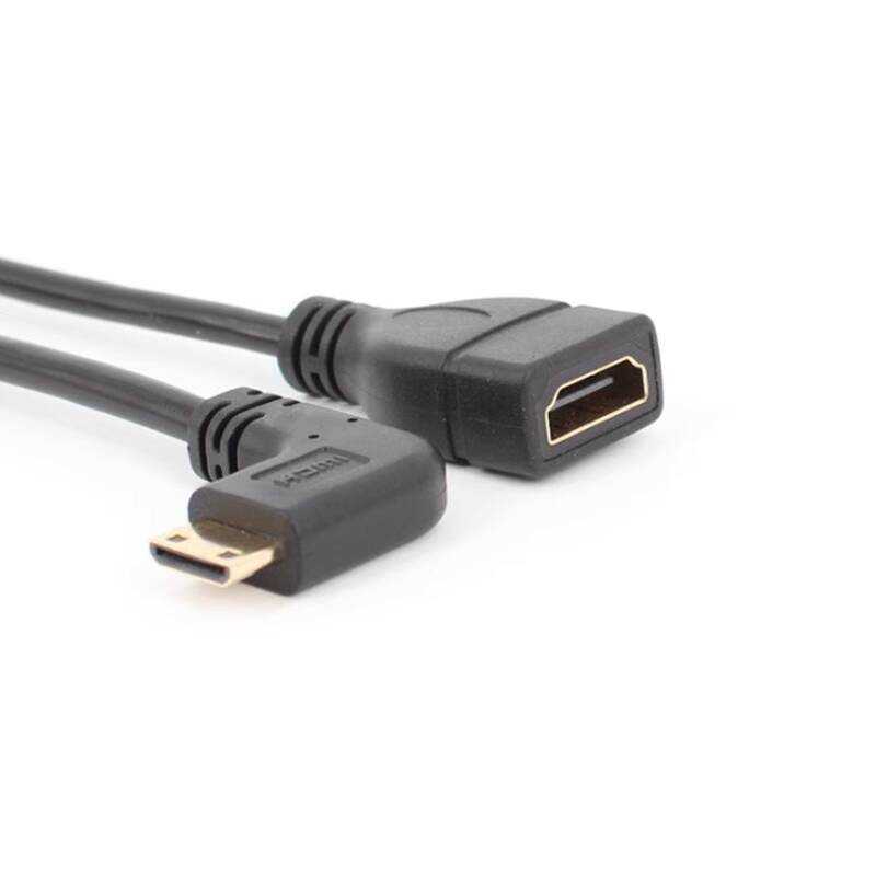 MINI ซ้าย Bend 90 องศาถึง HDMI หญิงอะแดปเตอร์สาย HDMI c 90 องศาข้อศอก HD สาย chenl2