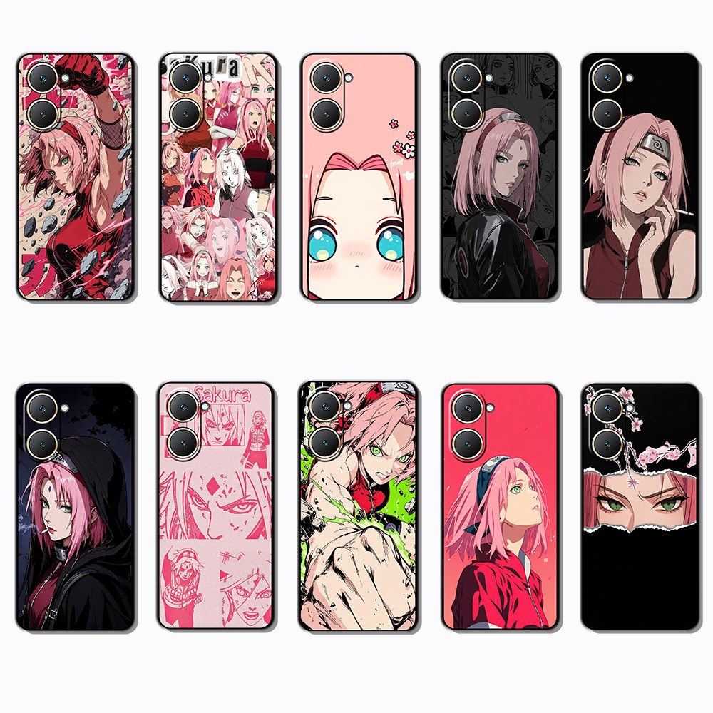 Vivo Y03 Y30T Y18 Y18S Y18E T3 Z9 lite Y37M Haruno Sakura เคสโทรศัพท์สีดํานุ่มแฟชั่น