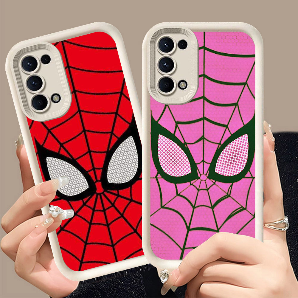 Q-35 Spider-man ขาวดำเคสโทรศัพท์หรับ OPPO Reno 5F 5 4F Iite 4 5Z Lite 5G ปกสีชมพู