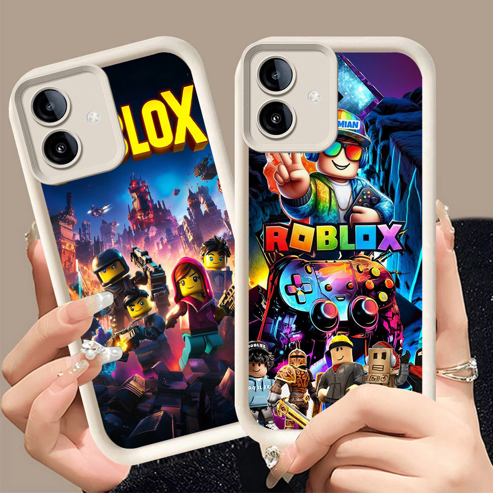 Q-24 Roblox ขาวดำเคสโทรศัพท์หรับ Samsung A05 A07 A06 A04E A04 A03 5G ปกสีชมพู