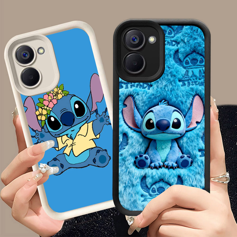 Q-20 Stitch ขาวดำเคสโทรศัพท์หรับ Xiaomi POCO C81X C65 C71 X7 Pro ปกสีชมพู