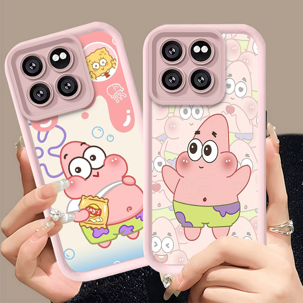 Q-5 SpongeBob ขาวดำเคสโทรศัพท์หรับ Xiaomi POCO M5S 14T X5 X6 Pro ปกสีชมพู