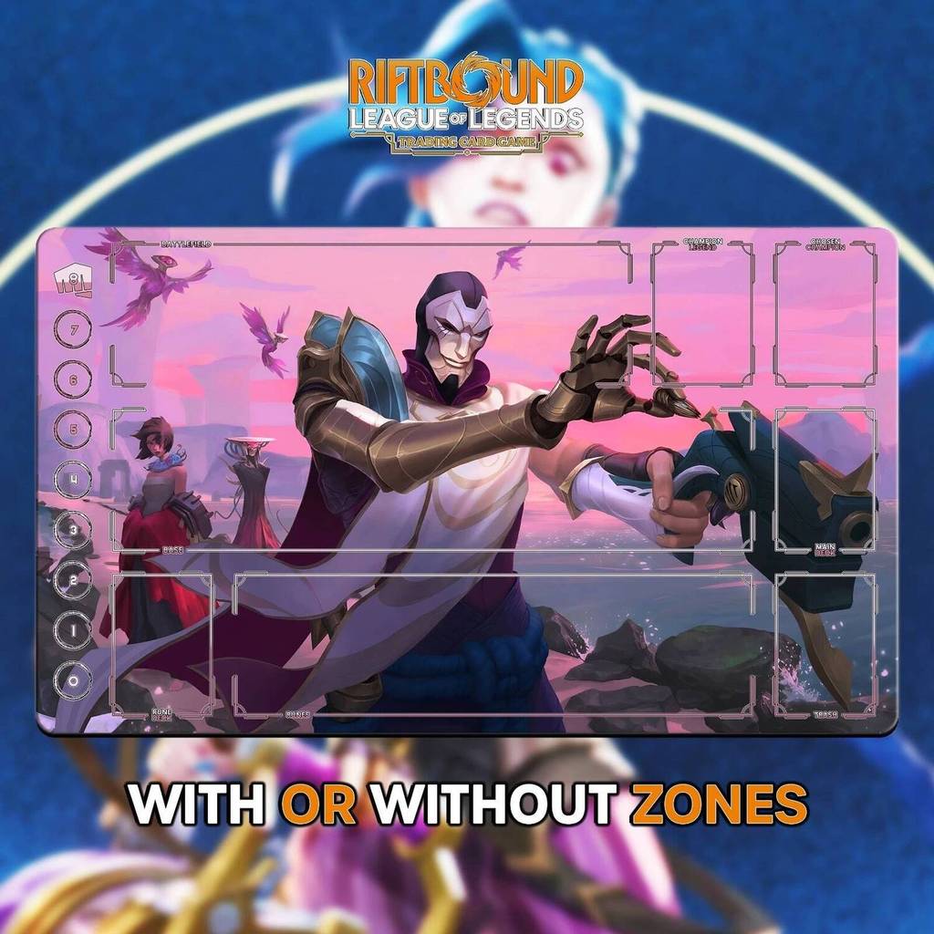 RIFTBOUND LOL TCG Playmat 24x14" (60*35ซม.) | JHIN - Stitching EDGES แผ่นรองเมาส์การ์ดต่อสู้อนิเมะ