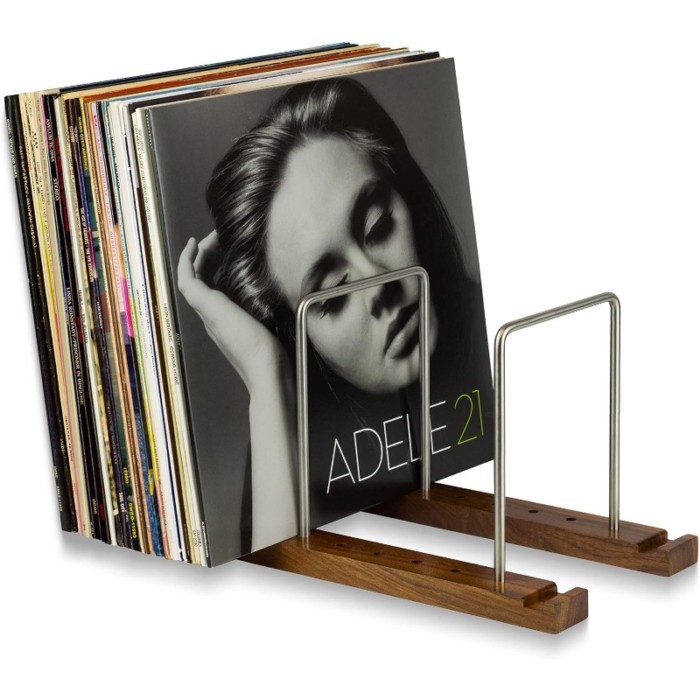 Vintage Wooden Vinyl Record Holder CD Old Record Storage Display Stand Portable Wrought Iron Record