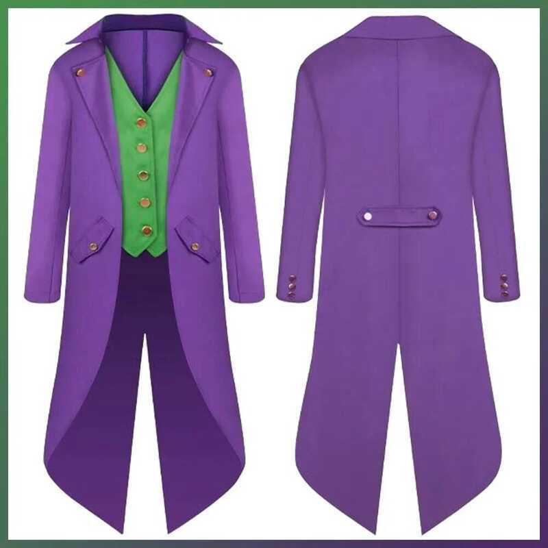 Costume Disguise Joker Fantasy Tuxedo Jacket Vest Suit Adult Children Men Cosplay Roleplay Fantasia