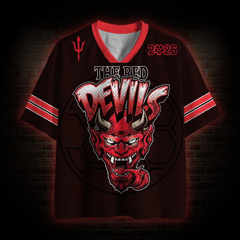 Assist in World Football Matches, Dark Series Mesh Football Jerseys, Personalized - Red Devil Mesh J