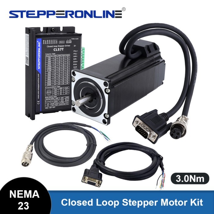 STEPPERONLINE Nema 23 Closed Loop Stepper Motor 3Nm with Servo Driver Kit Nema23 425oz.in Encoder M