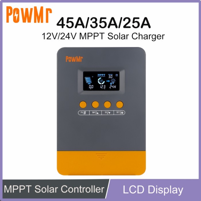 PowMr 45A 35A 25A MPPT Solar Charge Controller 12V 24V Auto Smart Regulator Fit LifePo4 Battery for