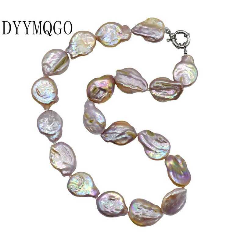 & Natural Freshwater Dark Purple Baroque Water Drop Pearl Beaded Wedding Necklace Anniversary Gift