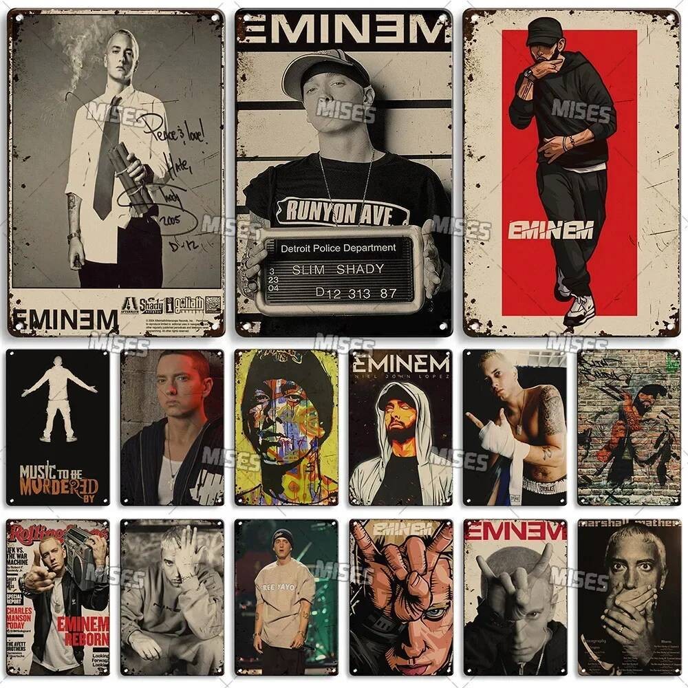 โปสเตอร์Vintage 8 Mile Rapper Eminem สำหรับการตกแต่งผนังบ้านและบาร์