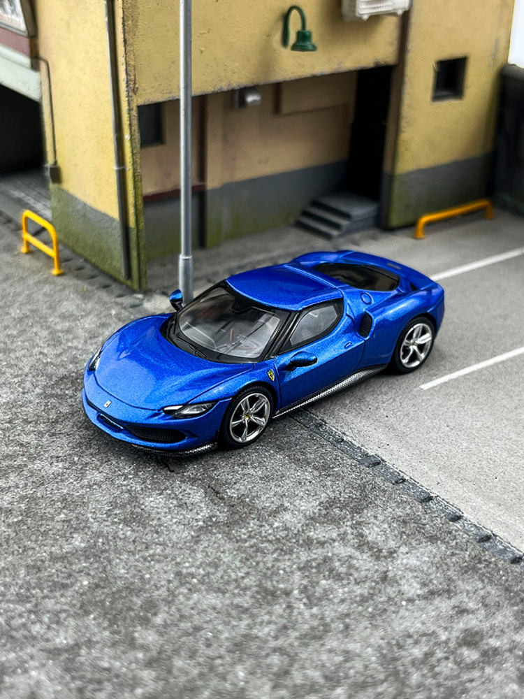 คลังสินค้าพร้อม BBR 1: 64 Ferrari Horse Leap 296 GTB Ferrari Blue Alloy Car Model Out of Print Car M