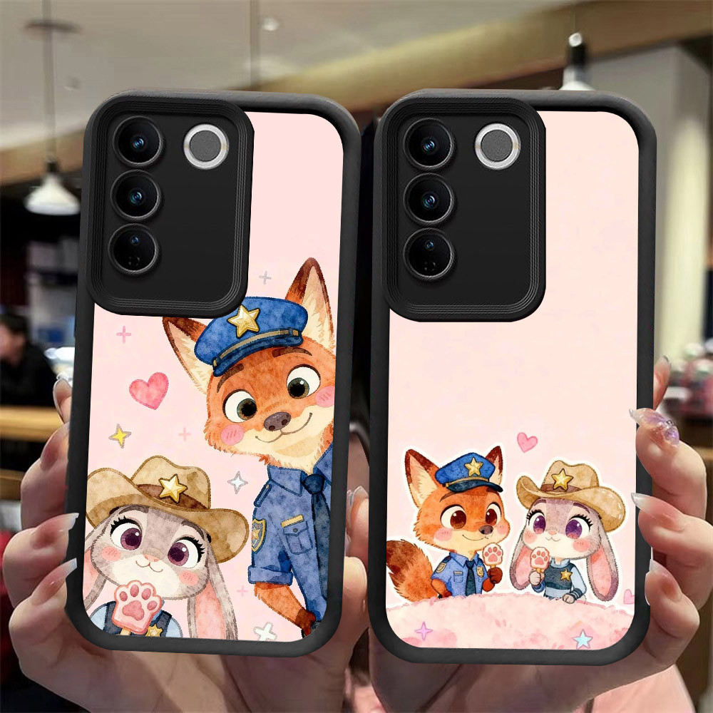J-14 Zootopia ดำขาวชมพูเคสโทรศัพท์หรับ VIVO V27 V29 V29E Pro