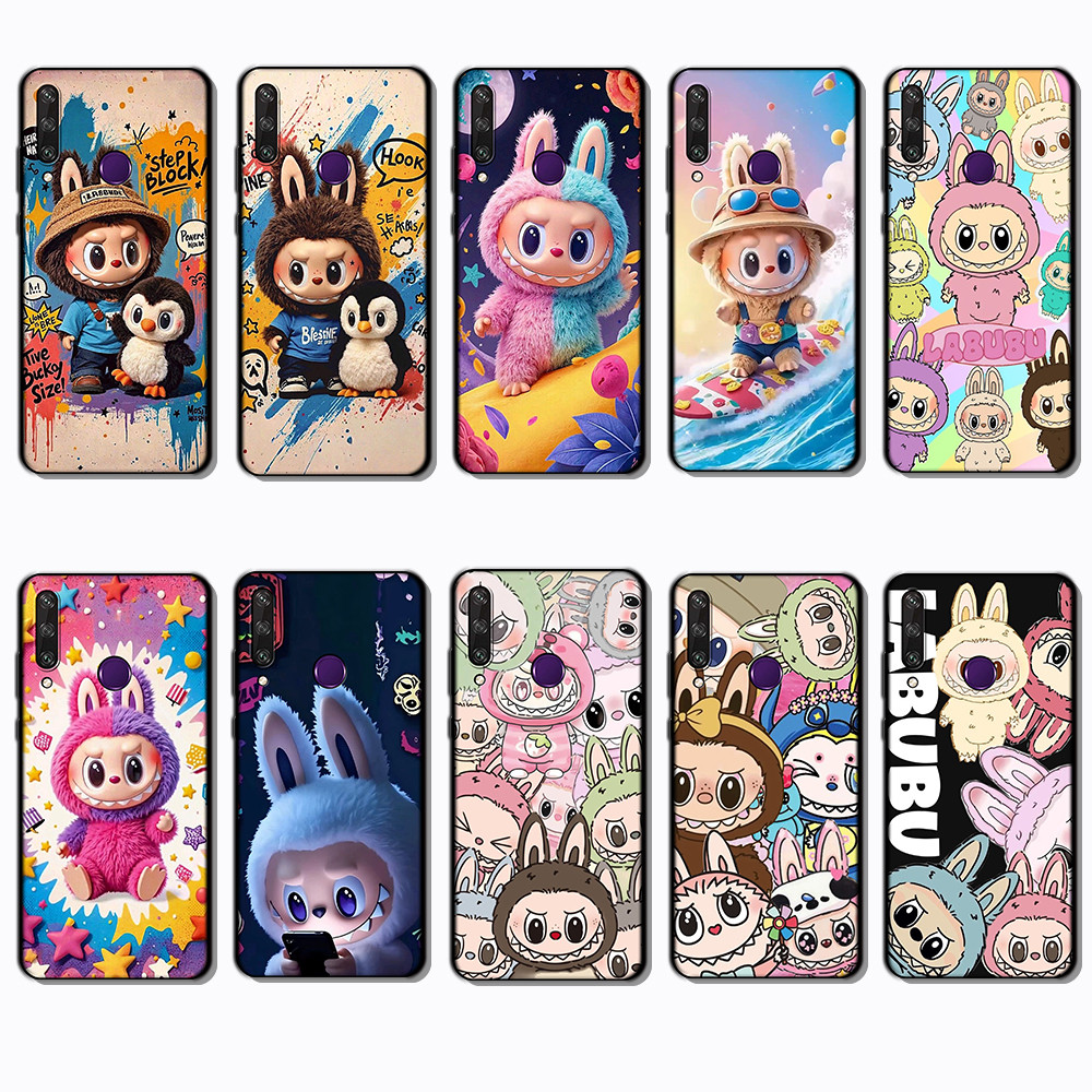 เคสโทรศัพท์สีดําแบบนุ่มสําหรับ Huawei Y6P Y7A Y8P Y9A Y5 Y6 Prime labubu Cover