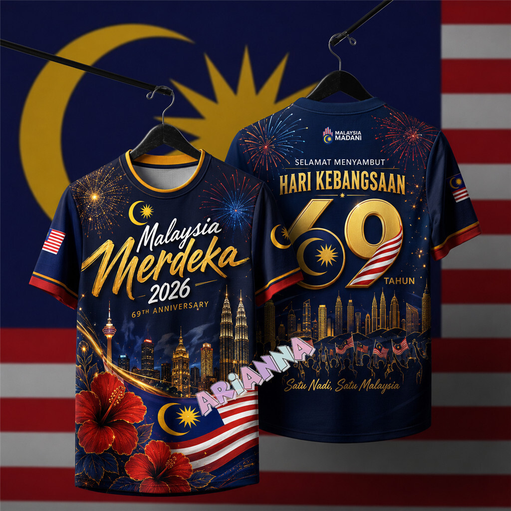 2026 69th Independence Day T เสื้อระเหิดแห้งเร็ว Jersey ขนาดใหญ่ Streetwear 69th Baju Merdeka เสื้อย