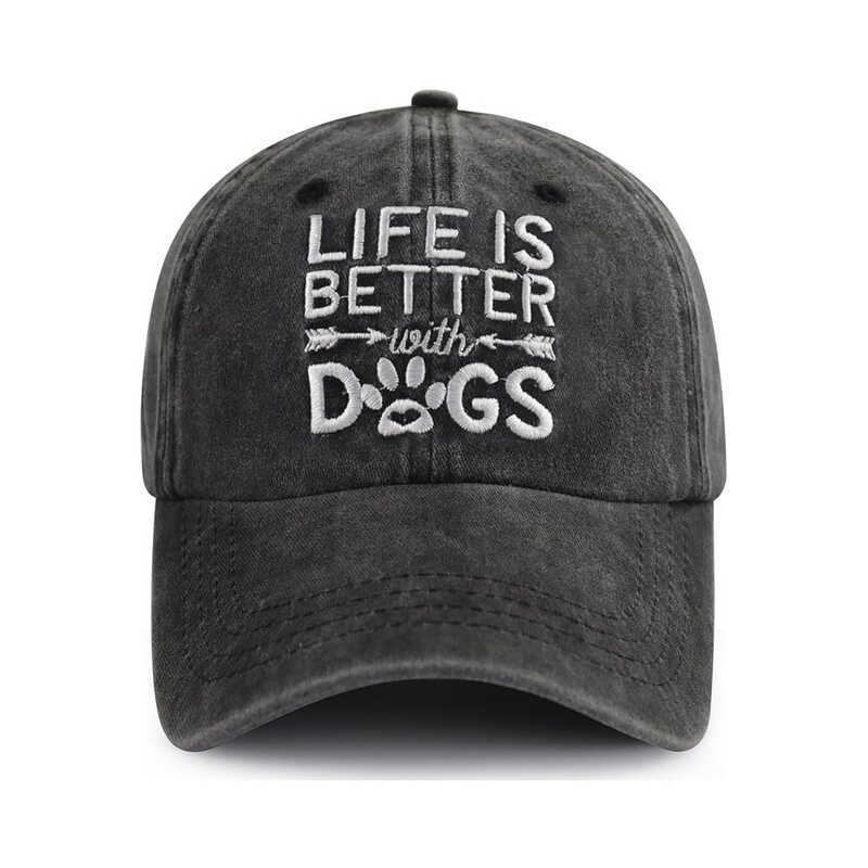 LIFE IS BETTER Bear Paw ปักเบสบอลหมวกล้างผ้าฝ้ายหมวกพ่อหมวกฮิปฮอป